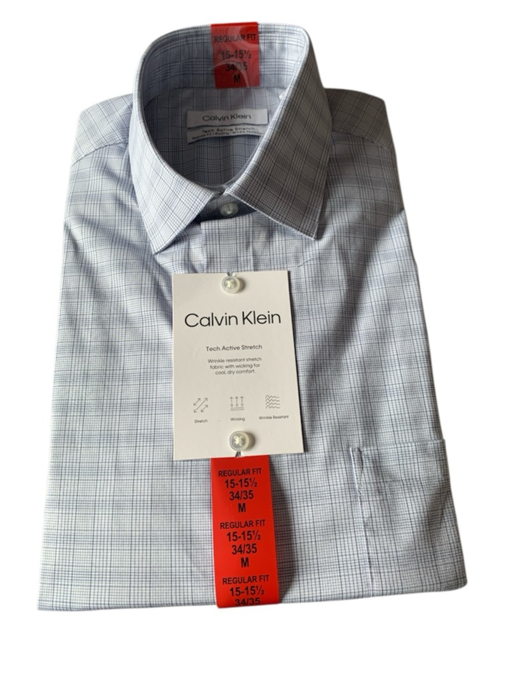 Calvin Klein Men's Light Blue Micro-Check Dress Shirt
